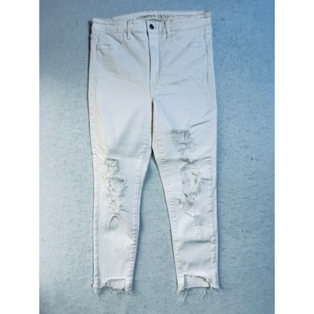 American Eagle Jeans 12‎ Super Hi-Rise Jegging Crop Next Level Stretch White